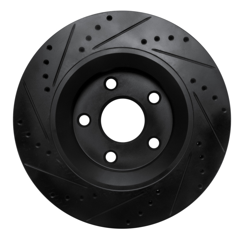 Jeep Wrangler Brake Rotor (1) - Front Right - R1 Concepts - Drilled & Slotted - Black - `12-`18